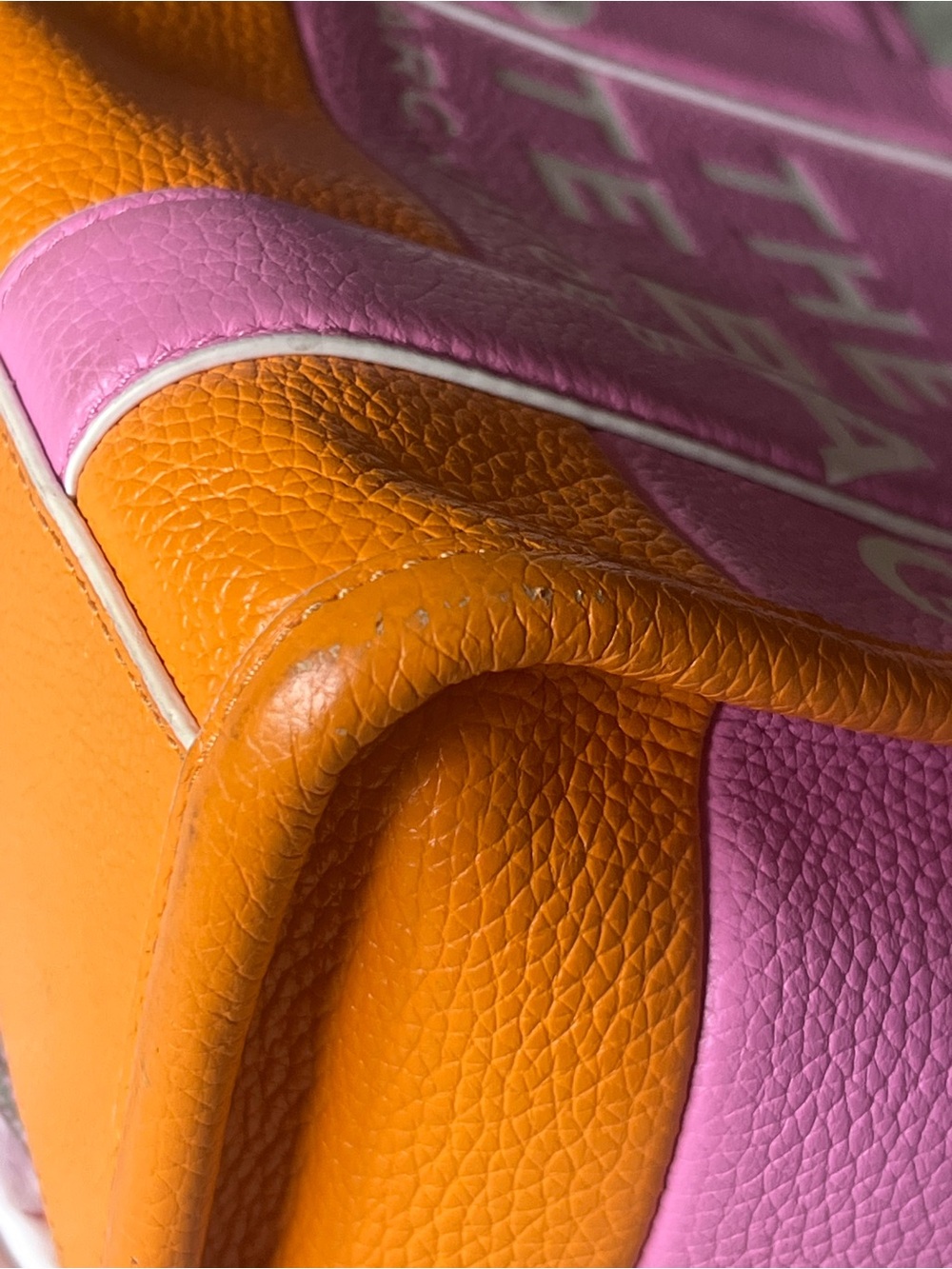 Marc Jacobs Pink and Orange Pebbled Leather Tote - Picture 12 of 16